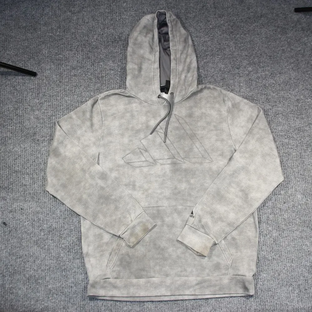 Adidas Hoodie Mens Medium Gray‎ Acid Wash Sports Activewear Drawstrings Stretch